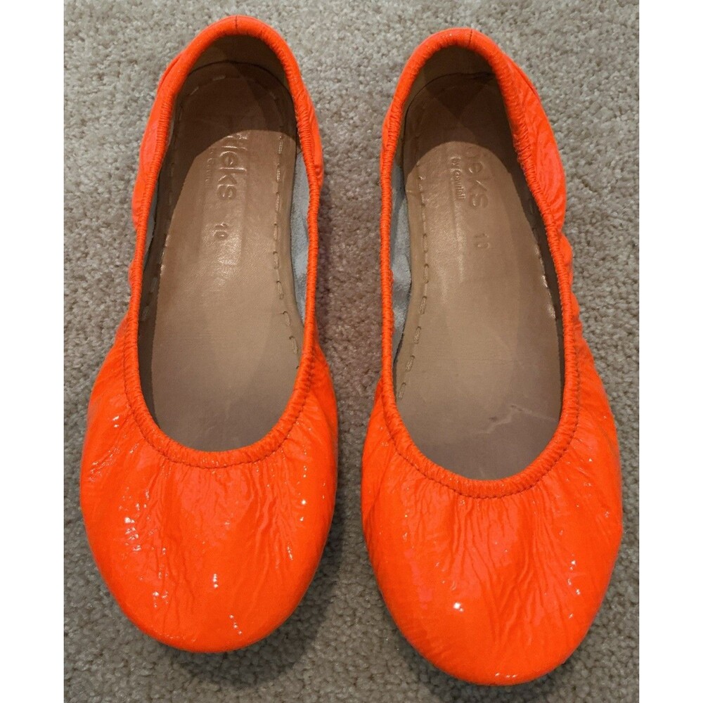 Tieks By Gavrieli Outrageous Orange Neon Patent Leather Ballet Flats Sz 10